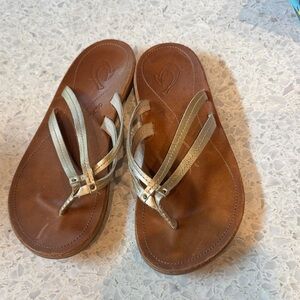 OluKai Gold and Brown Women's Sandals
